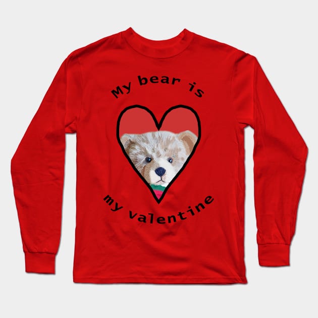 My Bear is My Valentine Long Sleeve T-Shirt by ellenhenryart